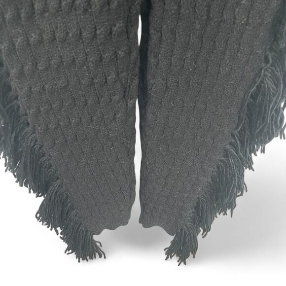Black Cable Knit Fringe Pants Leggings Sz S Warm Stretch Whimsigoth Dark Fairy - Picture 6 of 8